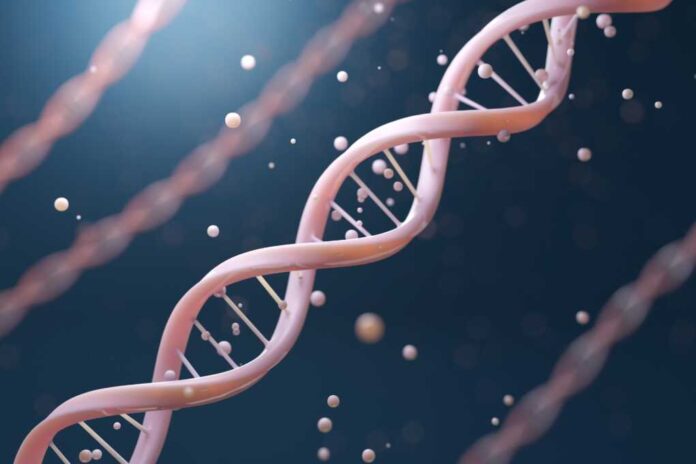 Pink,Dna,Double,Helix,Or,Collagen,And,Elastin,On,Dark