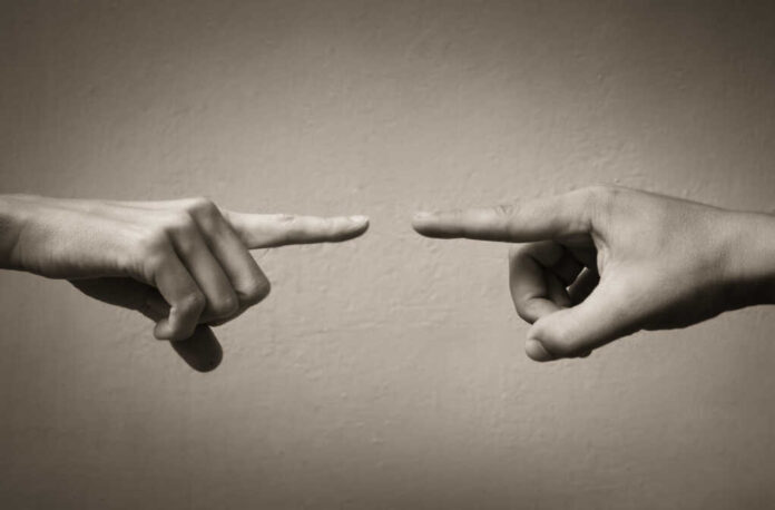 Hands,Pointing,Fingers,At,Each,Other.,Blame,Concept.
