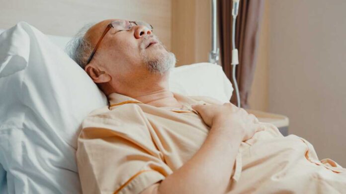 Sad,Senior,Asia,Man,Having,Having,Heart,Attack,Lying,On