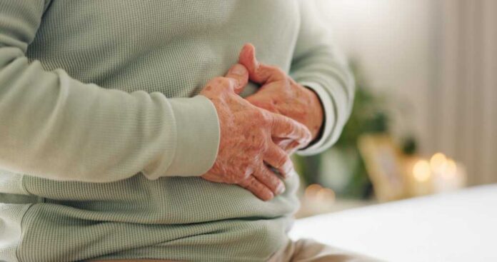 Hands,,Stomach,Pain,With,Closeup,And,Gut,Health,,Person,Has