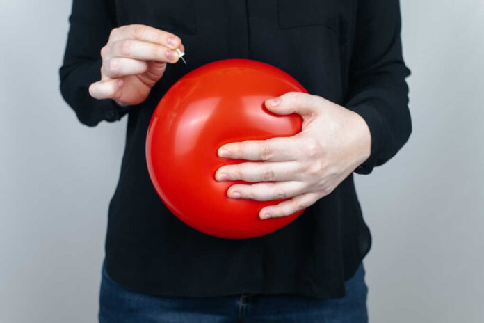 Conceptual,Photography.,The,Woman,Holds,A,Red,Ball,Near,His