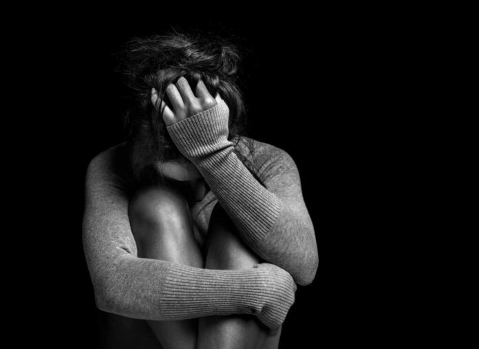 Depression,Or,Domestic,Violence,Concept:,Black,And,White,Photo,Of