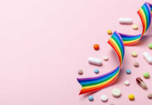 Gout Drug’s Shocking Dual Health Benefits Colorful pills and a rainbow ribbon on a pink background