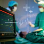 Medical professionals in an operating room monitoring a patient