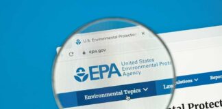 Close-up view of the U.S. Environmental Protection Agency website