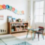 Pool Tragedy Sparks Daycare Debate A bright and colorful children's room with a bookshelf and a play table