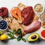 Shocking Protein Rethink: RDA Was Just The Floor Assorted healthy foods with salmon, beef, chicken, fruits, vegetables, nuts, and grains