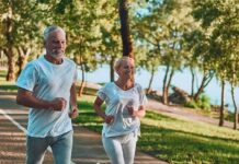 Exercise-Sleep Paradox Rattles ALS Research Older couple jogging on a lakeside path