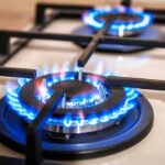 Kitchen Air Fogging Brains? Gas stove burner with blue flames