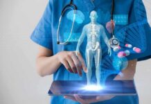 Long COVID’s Dopamine Crash Exposed Healthcare professional uses tablet with medical holograms